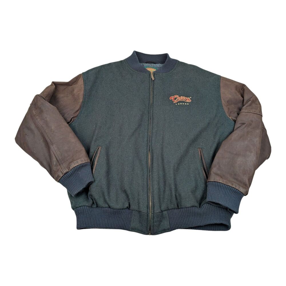 Cheers London Bar Varsity Jacket XL Wool Leather Vintage 90s